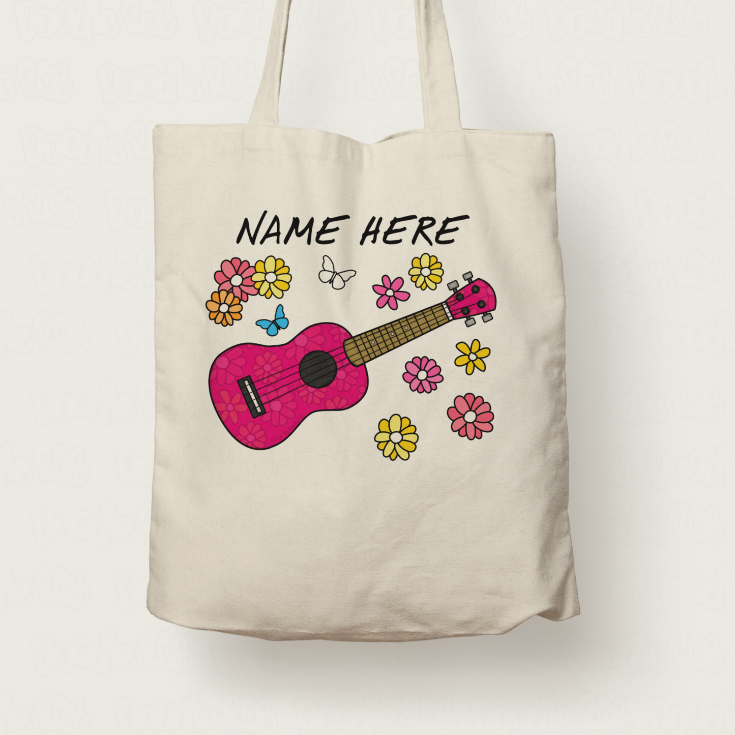 Floral Ukulele Tote Bag - Custom Gift For Ukulelist - Personalised Ukulele Gift For Her
