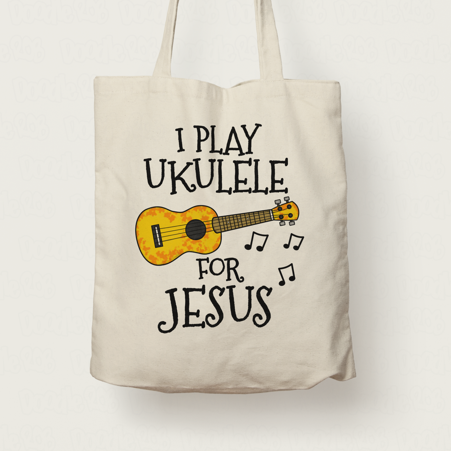 Christian Ukulele Tote Bag - I Play Ukulele For Jesus - Church Ukulelist Tote Bag