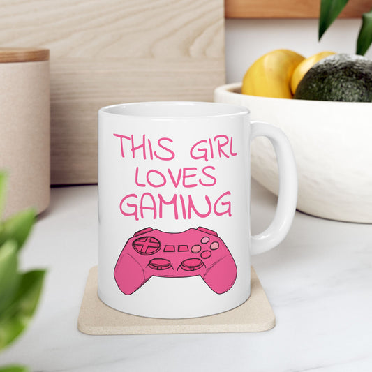 Girl's Video Gaming Mug - This Girl Loves Gaming - Female Gamer - Gamer Gift For Her (USA)