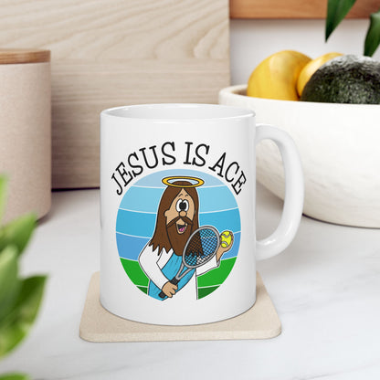 Christian Tennis Player Mug - Jesus Is Ace - Gift For Sports Coach - Funny Church Mug (USA)