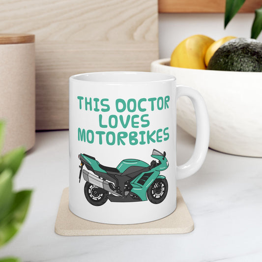 Doctor Biker Mug - This Doctor Loves Motorbikes - Motorcycle Enthusiast Gift For Doctor (USA)
