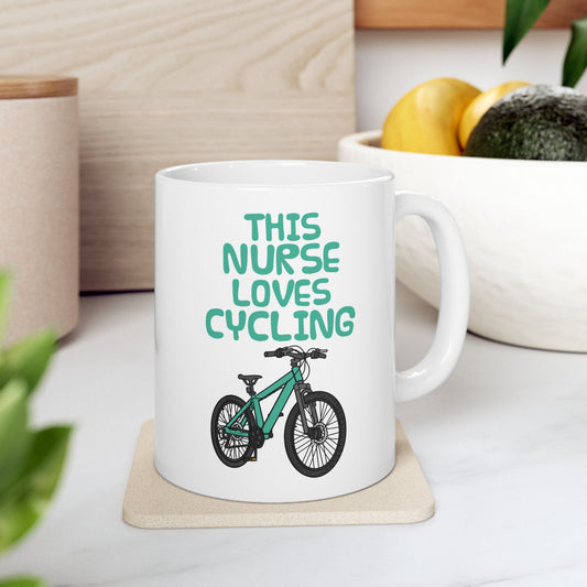 Nurse Bicycle Mug - This Nurse Loves Cycling - Cycling Enthusiast Gift For Nurse (USA)