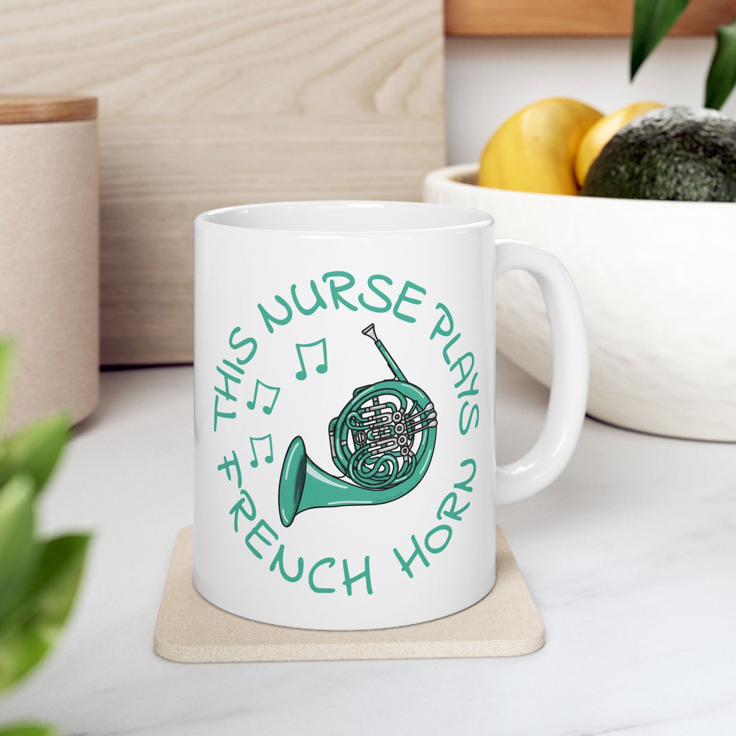 Nurse French Horn Mug - This Nurse Plays French Horn - Brass Musician Gift For Nurse (USA)