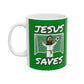 Christian Soccer Mug - Jesus Saves - Gift For Soccer Coach - Funny Church Mug (USA)
