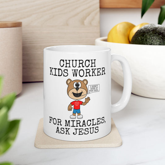 Funny Church Kids Ministry Mug - Church Kids Worker, For Miracles, Ask Jesus - Sunday School Teacher Gift (USA)
