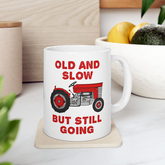Vintage Tractor Mug - Old And Slow But Still Going - Funny Gift For Farmer - Sarcastic Retirement Gift (USA)