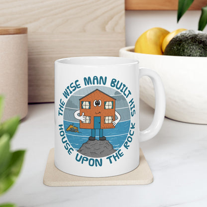 Funny Christian Mug - The Wise Man Built His House Upon The Rock - Matthew 7 - Gift For Church Pastor (USA)