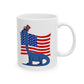 Diplodocus Dinosaur USA Flag Mug - Patriotic Dinosaur Mug - 4th July Dinosaur Gift