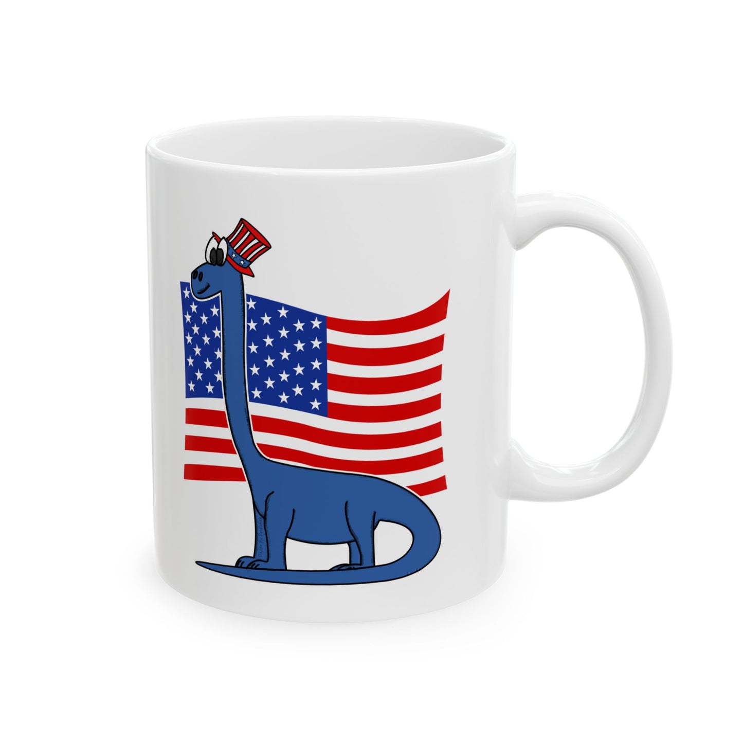 Diplodocus Dinosaur USA Flag Mug - Patriotic Dinosaur Mug - 4th July Dinosaur Gift
