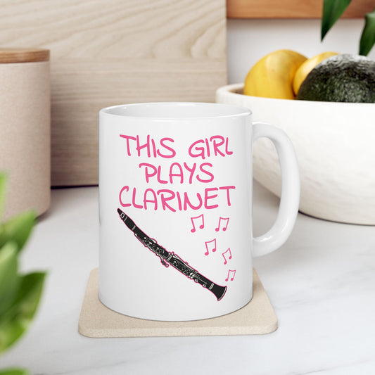 Girl's Clarinet Mug - This Girl Plays Clarinet - Female Clarinetist - Woodwind Musician Gift For Her (USA)