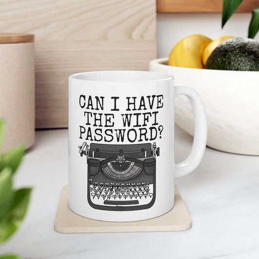 Funny Typewriter Mug - Can I Have The Wifi Password - Gift For Teenager - Computer Technician Mug (USA)