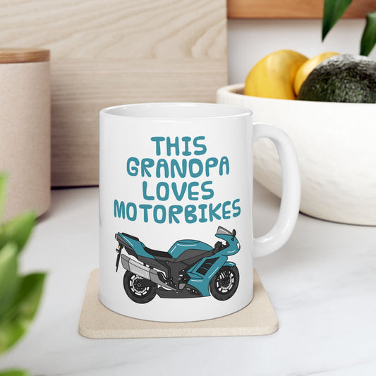 Grandpa Biker Mug - This Grandpa Loves Motorbikes - Motorcycle Enthusiast Gift For Grandpa (USA)