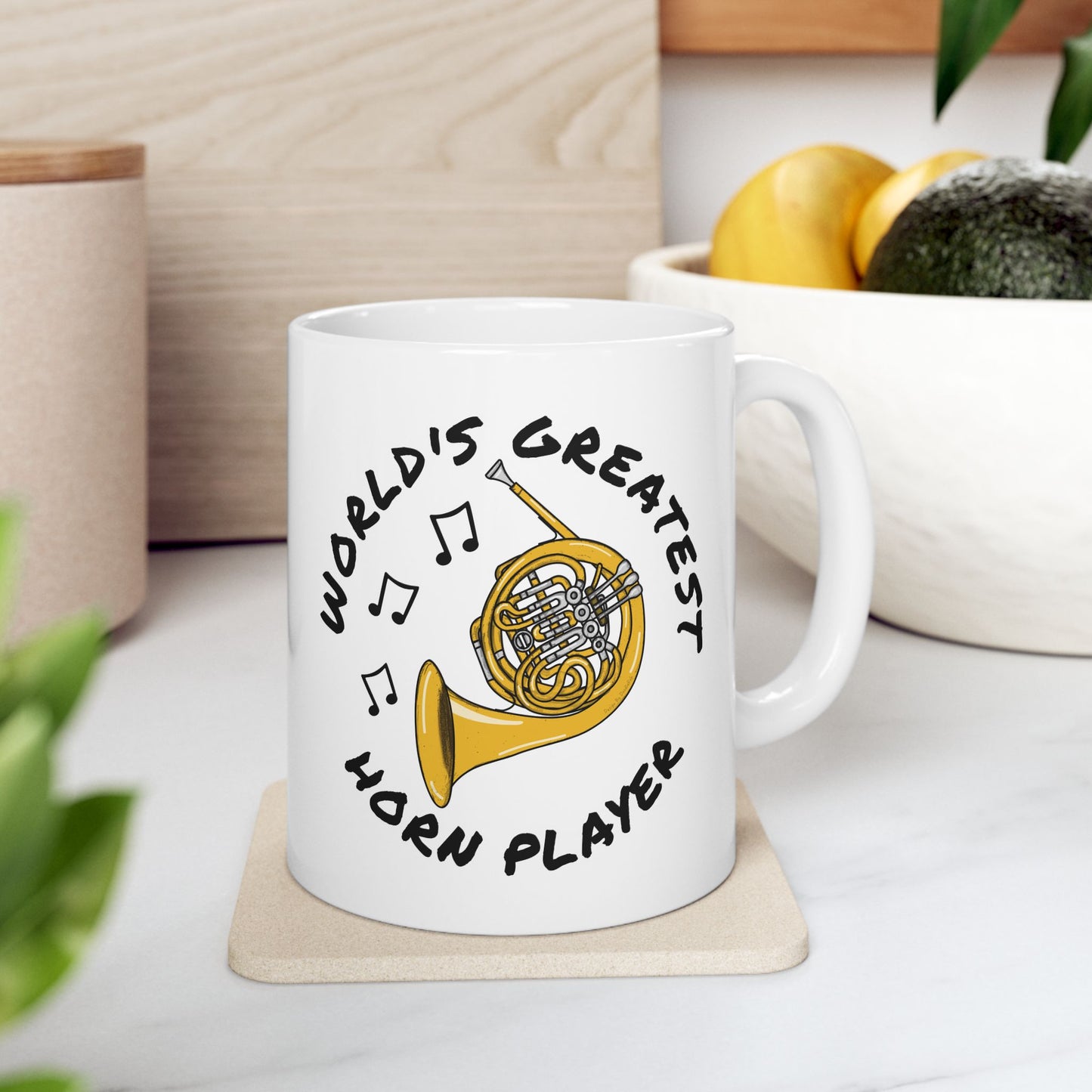 French Horn Mug - World's Greatest Horn Player - Brass Musician Gift (USA)