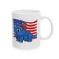 Triceratops Dinosaur USA Flag Mug - Patriotic Dinosaur Mug - 4th July Dinosaur Gift