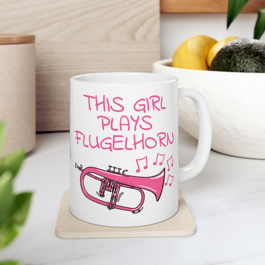 Girl's Flugelhorn Mug - This Girl Plays Flugelhorn - Female Hornist - Brass Musician Gift For Her (USA)