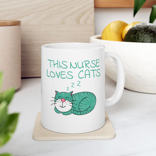 Nurse Cat Mug - This Nurse Loves Cats - Cat Gift For Nurse (USA)