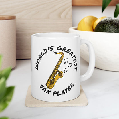 Saxophone Mug - World's Greatest Sax Player - Saxophonist Gift (USA)