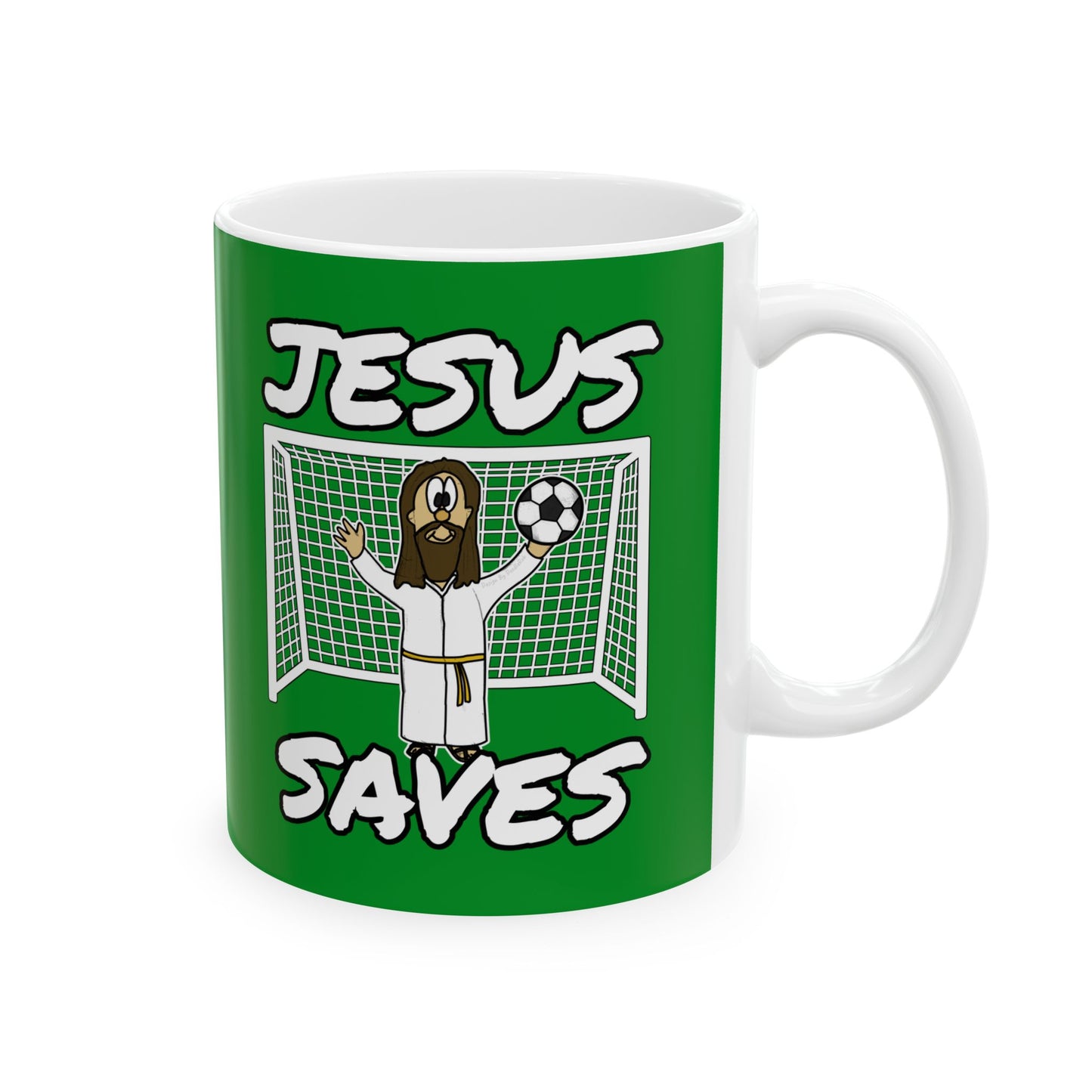 Christian Soccer Mug - Jesus Saves - Gift For Soccer Coach - Funny Church Mug (USA)