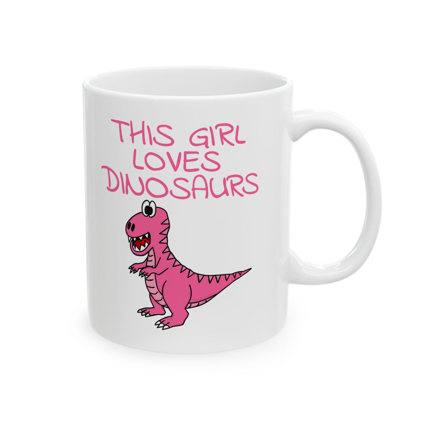 Girl's T-Rex Dinosaur Mug - This Girl Loves Dinosaurs - Funny Dinosaur Gift For Her (USA)