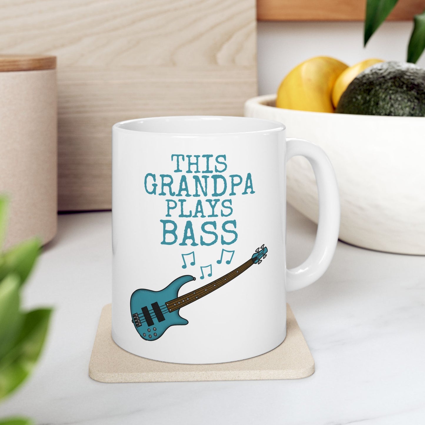 Grandpa Bass Guitar Mug - This Grandpa Plays Bass - Father's Day Bassist Gift (USA)