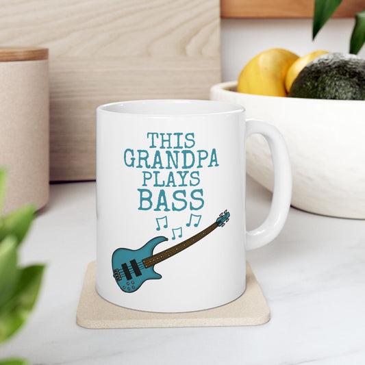 Grandpa Bass Guitar Mug - This Grandpa Plays Bass - Father's Day Bassist Gift (USA)