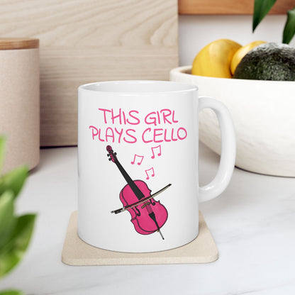 Girl's Cello Mug - This Girl Plays Cello - Female Cellist - String Musician Gift For Her (USA)