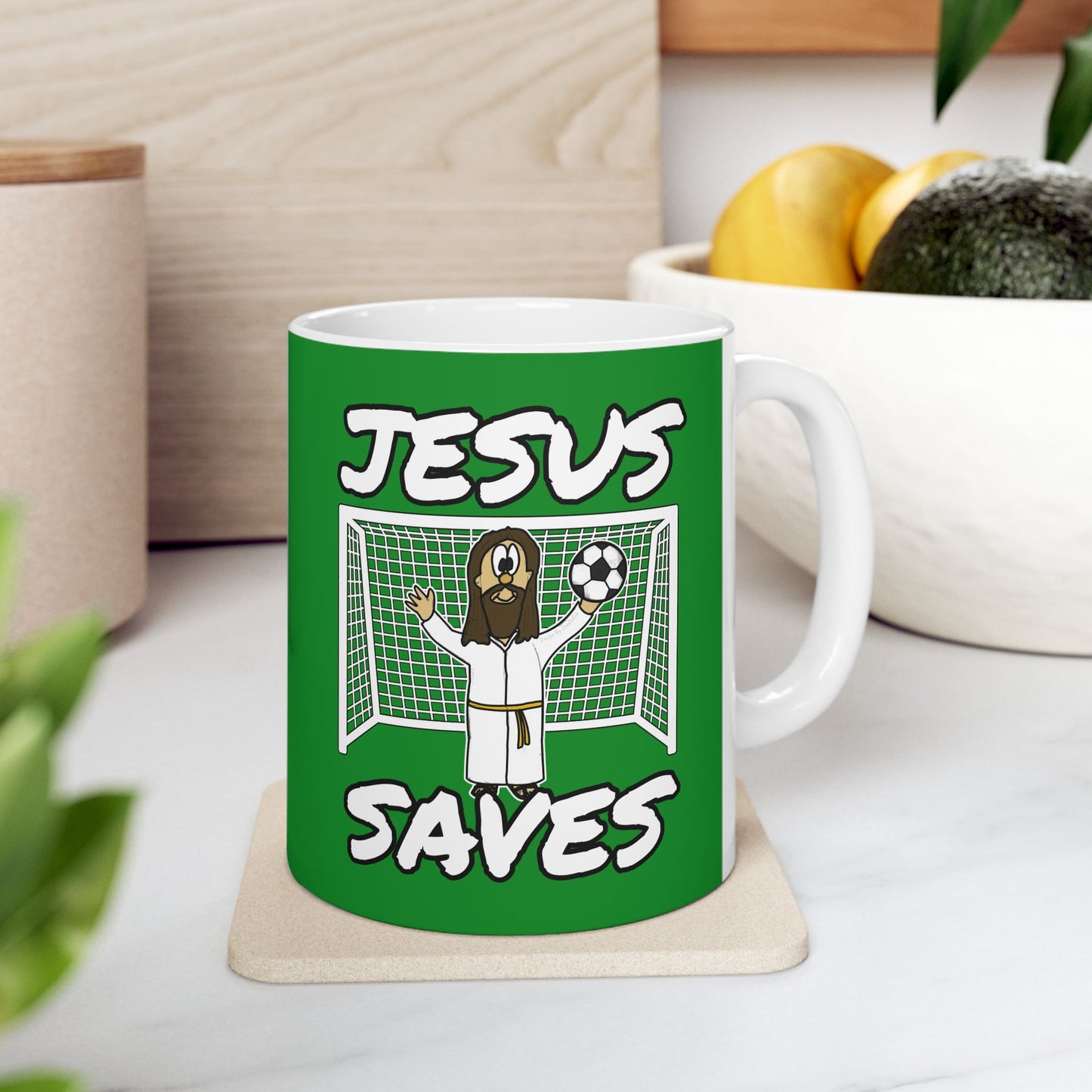 Christian Soccer Mug - Jesus Saves - Gift For Soccer Coach - Funny Church Mug (USA)