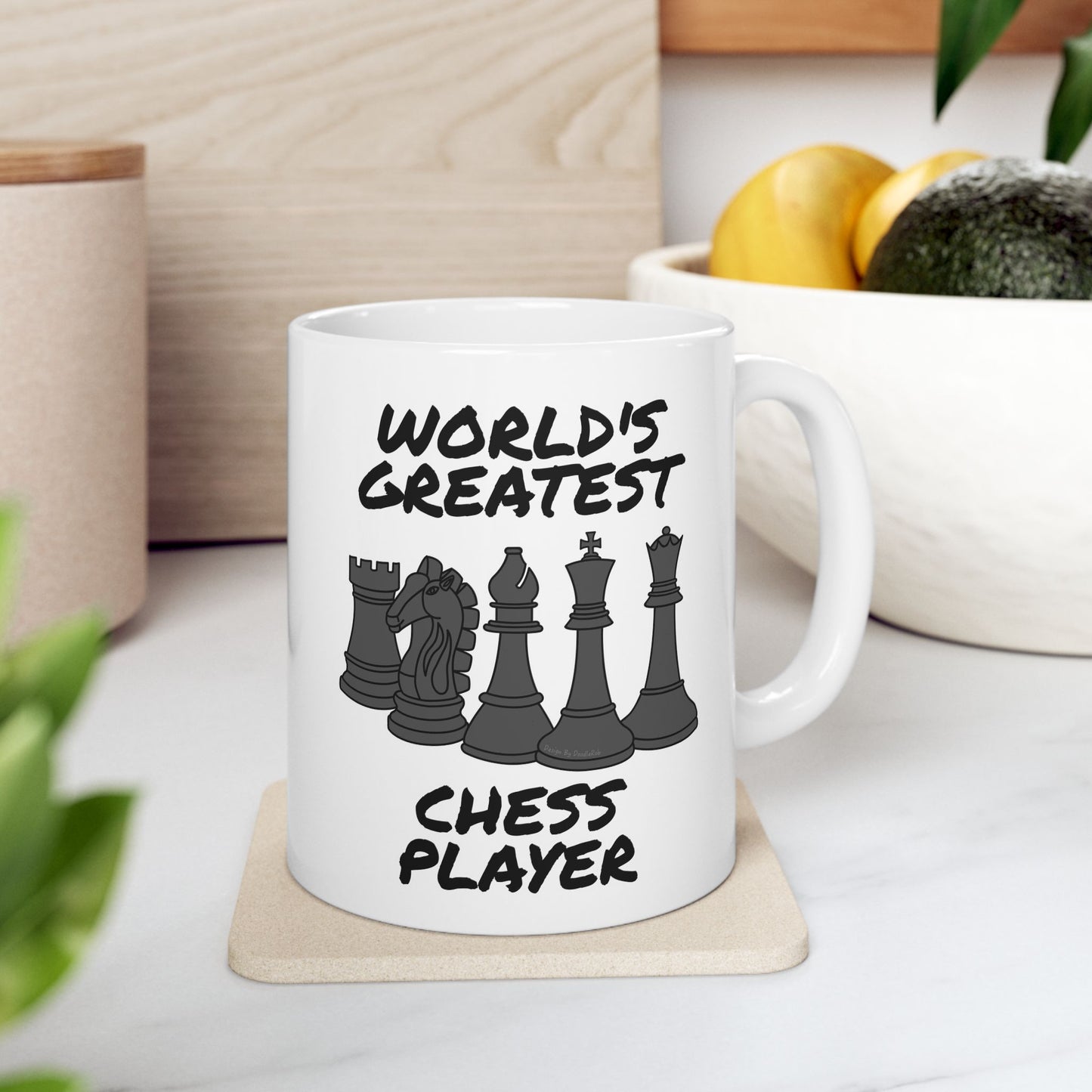Funny Chess Mug (Black Pieces) - World's Greatest Chess Player - Chess Teacher Gift (USA)