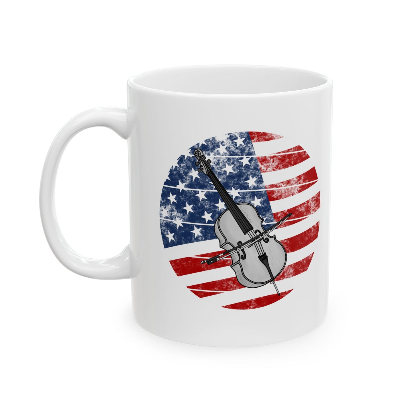 USA Flag Cello Mug - Patriotic Cellist Mug - 4th July Musician Gift