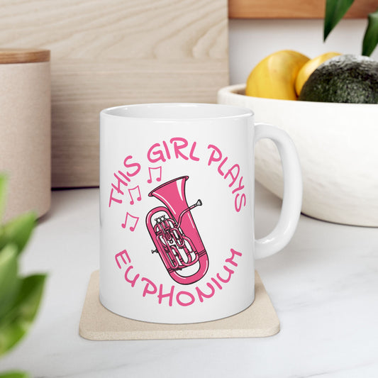 Girl's Euphonium Mug - This Girl Plays Euphonium - Female Euphoniumist - Brass Musician Gift For Her (USA)