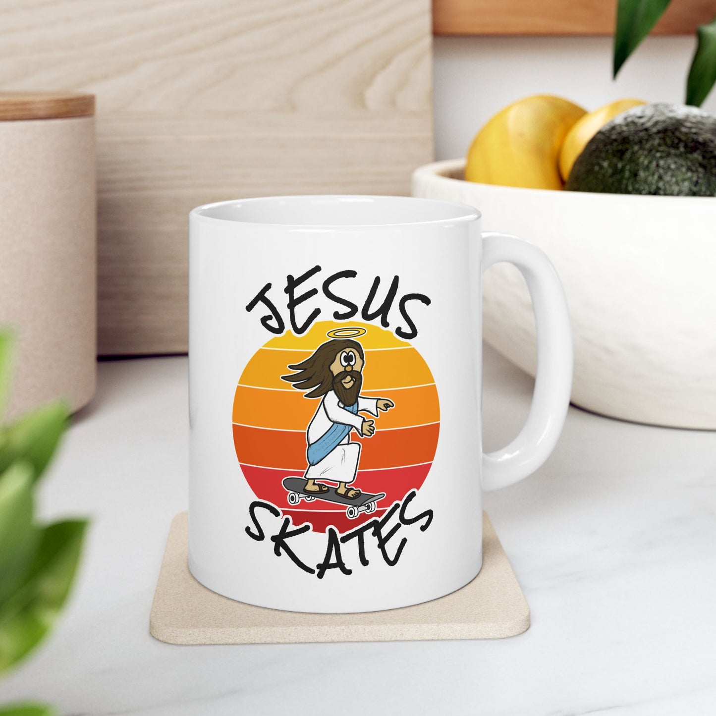 Christian Skateboarder Mug - Jesus Skates - Funny Youth Pastor Mug (USA)