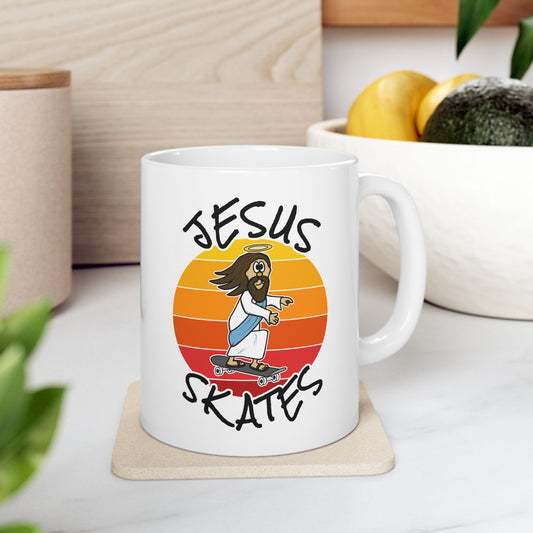 Christian Skateboarder Mug - Jesus Skates - Funny Youth Pastor Mug (USA)