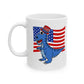 T-Rex Dinosaur USA Flag Mug - Patriotic Dinosaur Mug - 4th July Dinosaur Gift