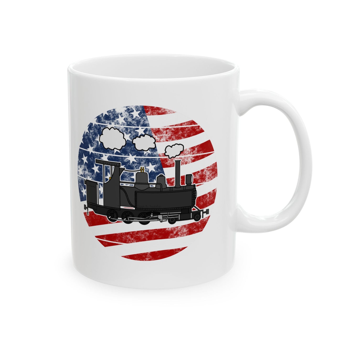 Steam Train USA Flag Mug - Patriotic Railroad Enthusiast Mug - 4th July Gift For Boy
