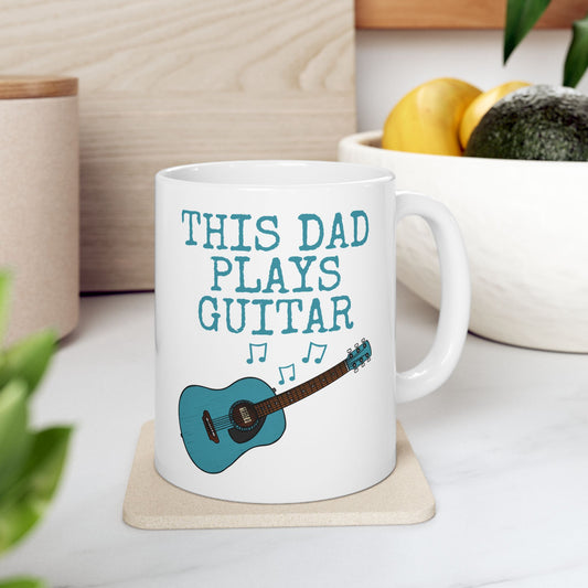 Dad Acoustic Guitar Mug - This Dad Plays Guitar - Father's Day Guitarist Gift (USA)