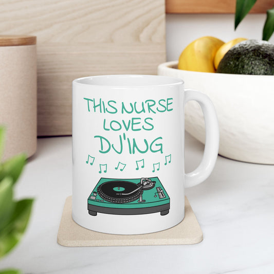 Nurse DJ Mug - This Nurse Loves DJ'ing - Musician Gift For Nurse (USA)