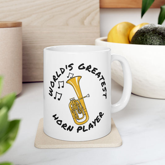 Tenor Horn Mug - World's Greatest Horn Player - Brass Musician Gift (USA)