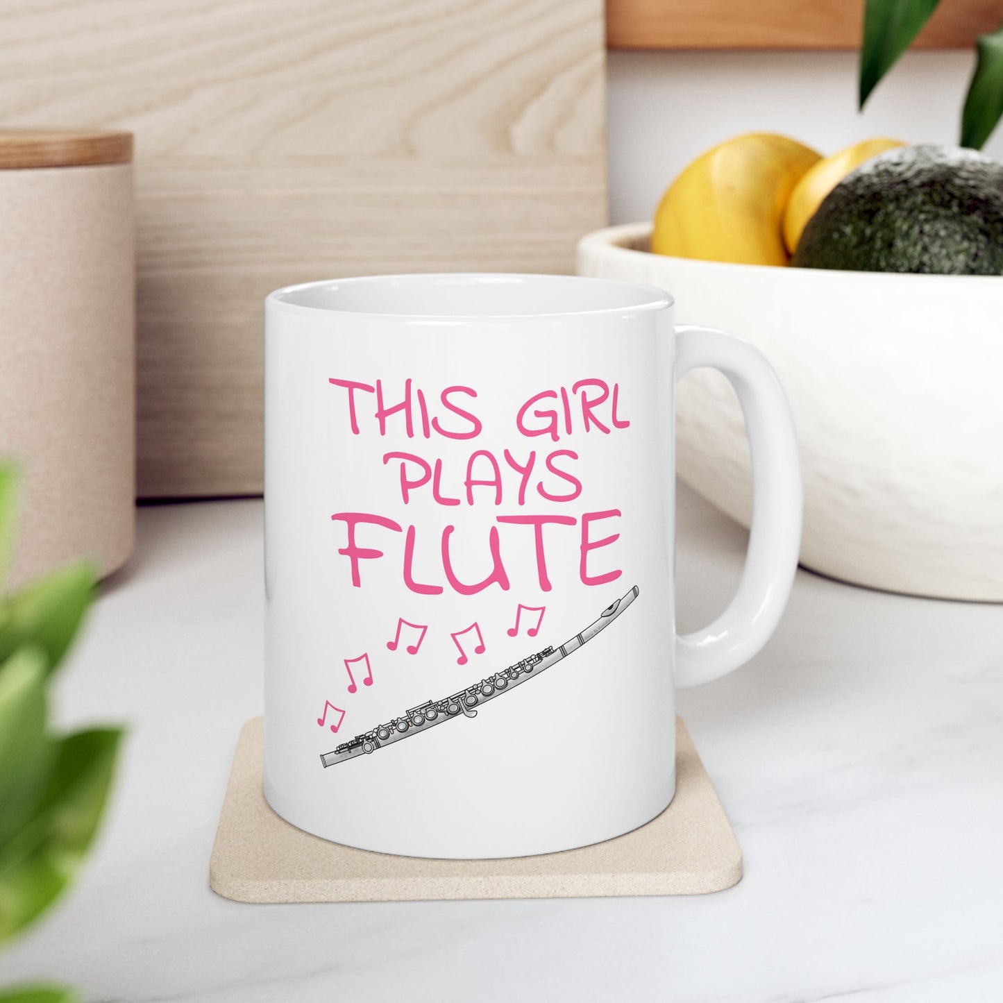 Girl's Flute Mug - This Girl Plays Flute - Female Flutist - Woodwind Musician Gift For Her (USA)