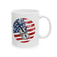 USA Flag Cello Mug - Patriotic Cellist Mug - 4th July Musician Gift