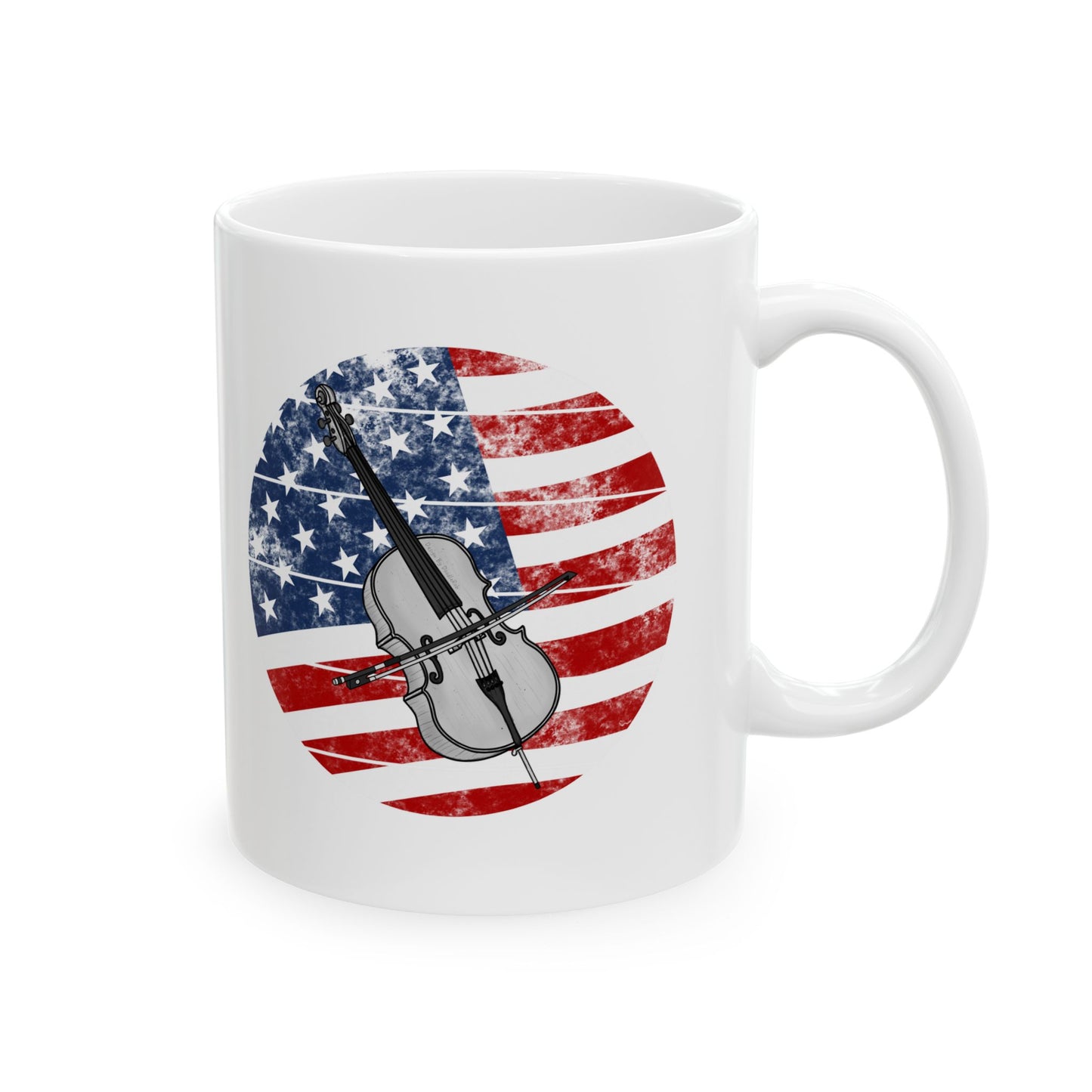 USA Flag Cello Mug - Patriotic Cellist Mug - 4th July Musician Gift
