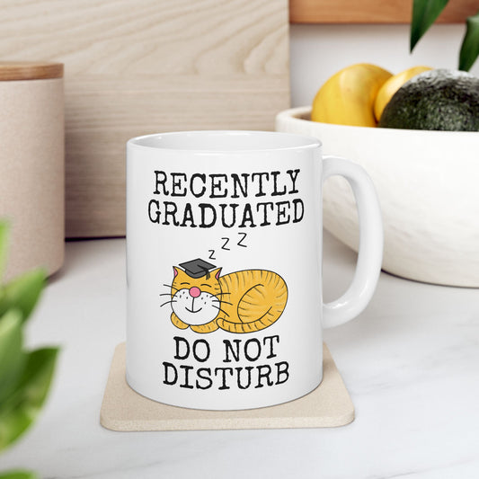 Graduation Cat Mug - Recently Graduated, Do Not Disturb - Funny Cat Gift For Graduate (USA)
