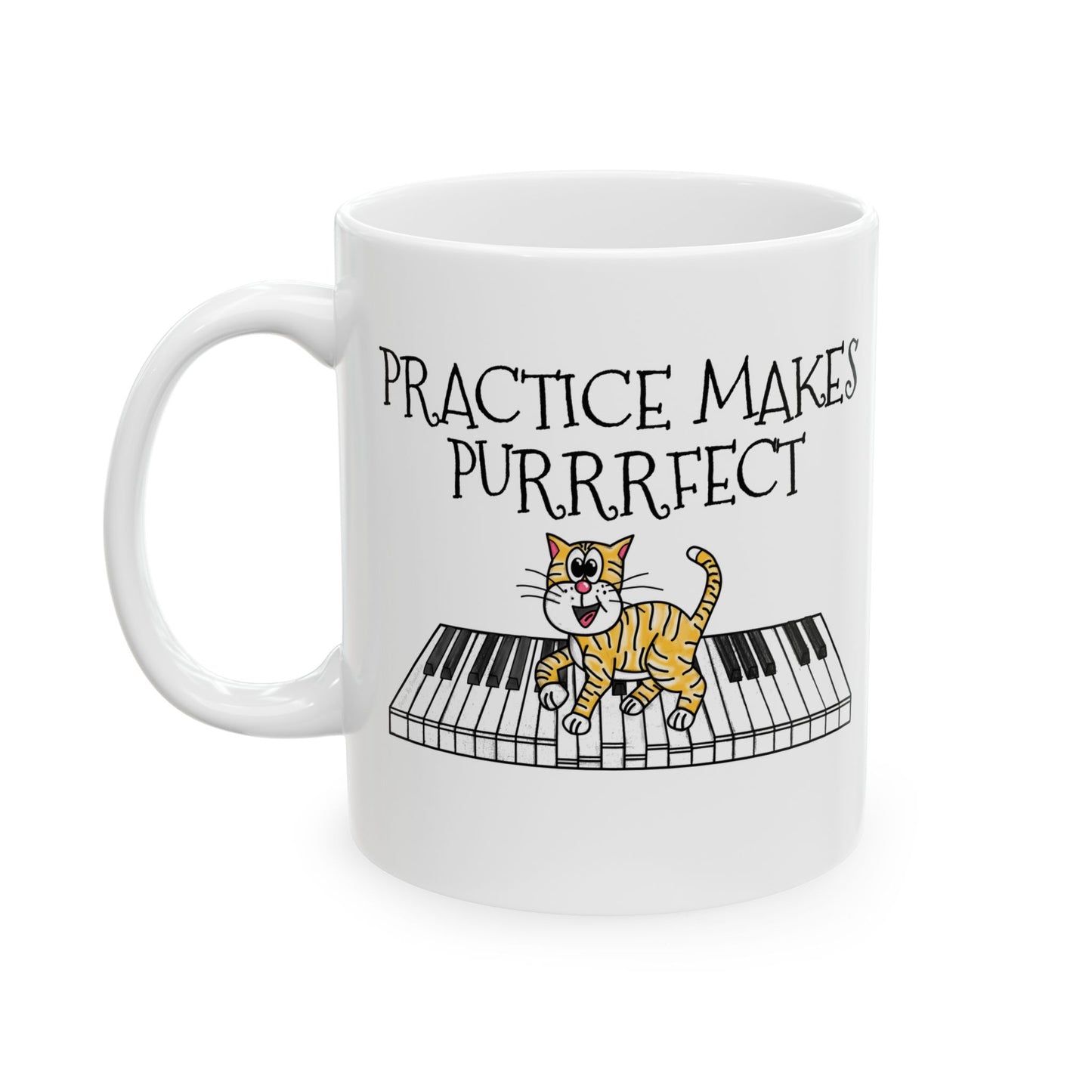 Cat Piano Mug - Practice Makes Purrrfect - Gift For Pianist - Piano Teacher Mug (USA)