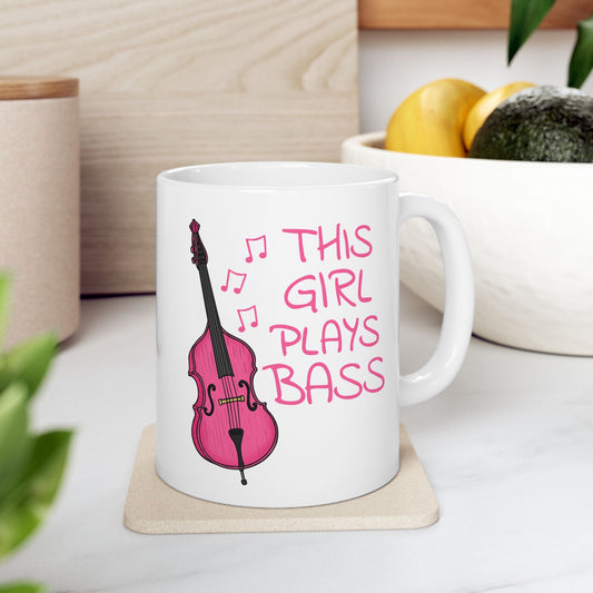 Girl's Double Bass Mug - This Girl Plays Bass - Female Bassist - String Musician Gift For Her (USA)