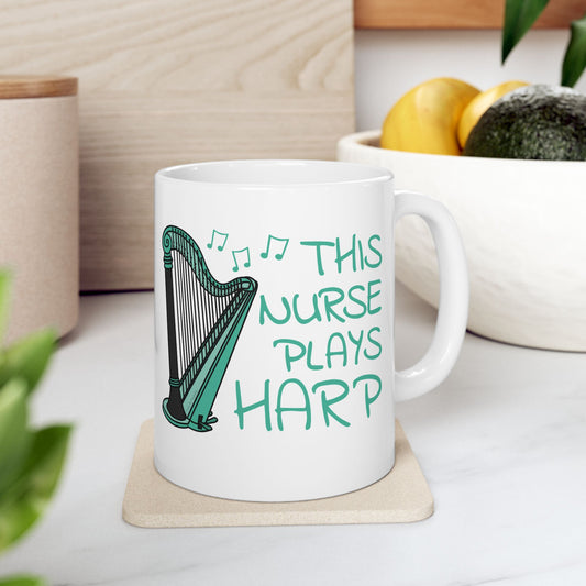 Nurse Harpist Mug - This Nurse Plays Harp - String Musician Gift For Nurse (USA)
