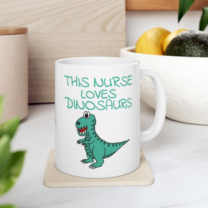 Nurse Dinosaur Mug - This Nurse Loves Dinosaurs - T-Rex Nurse Mug - Funny Gift For Nurse (USA)