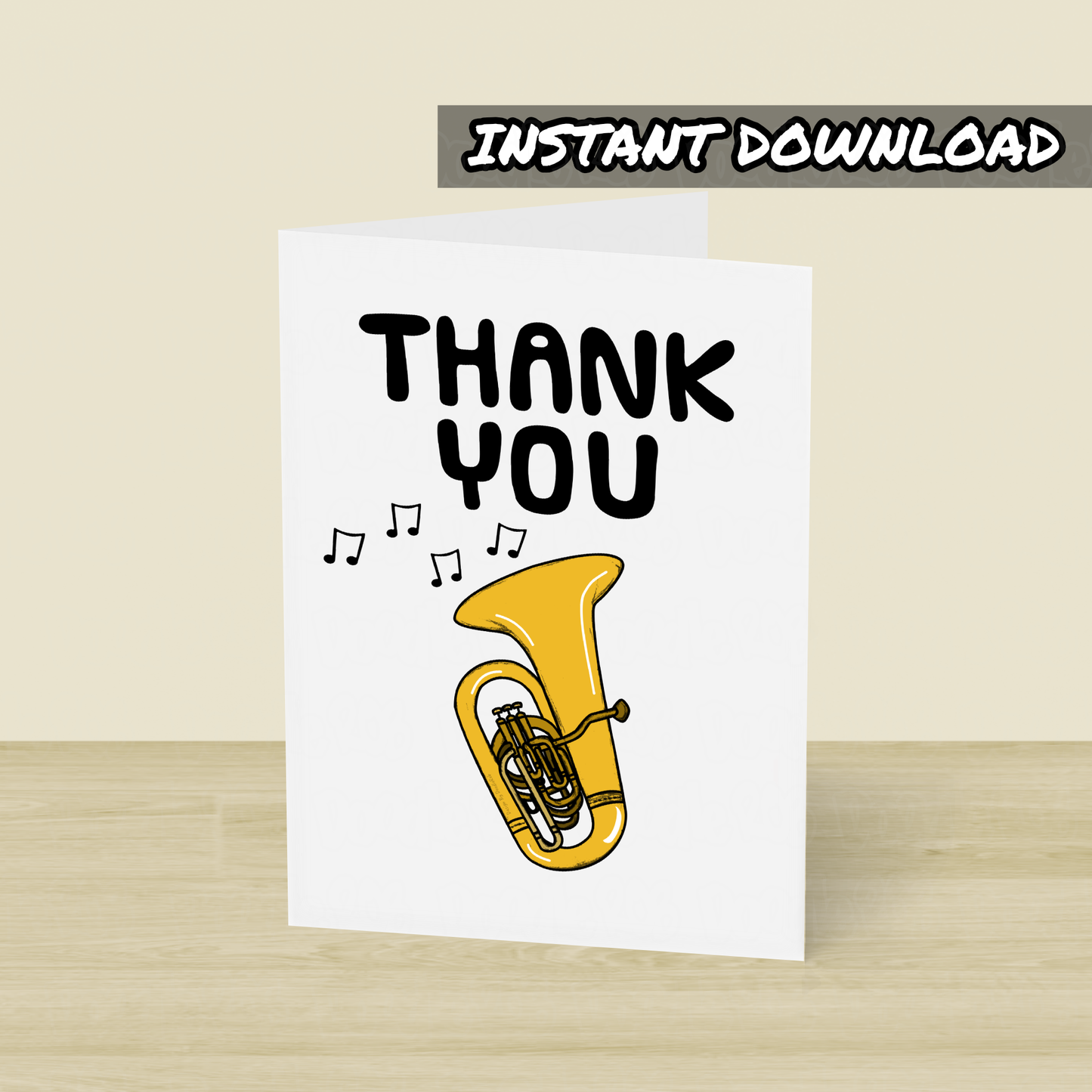Tuba Thank You Card - Tubaist Printable Card - Brass Teacher Card - Digital Download To Print Yourself