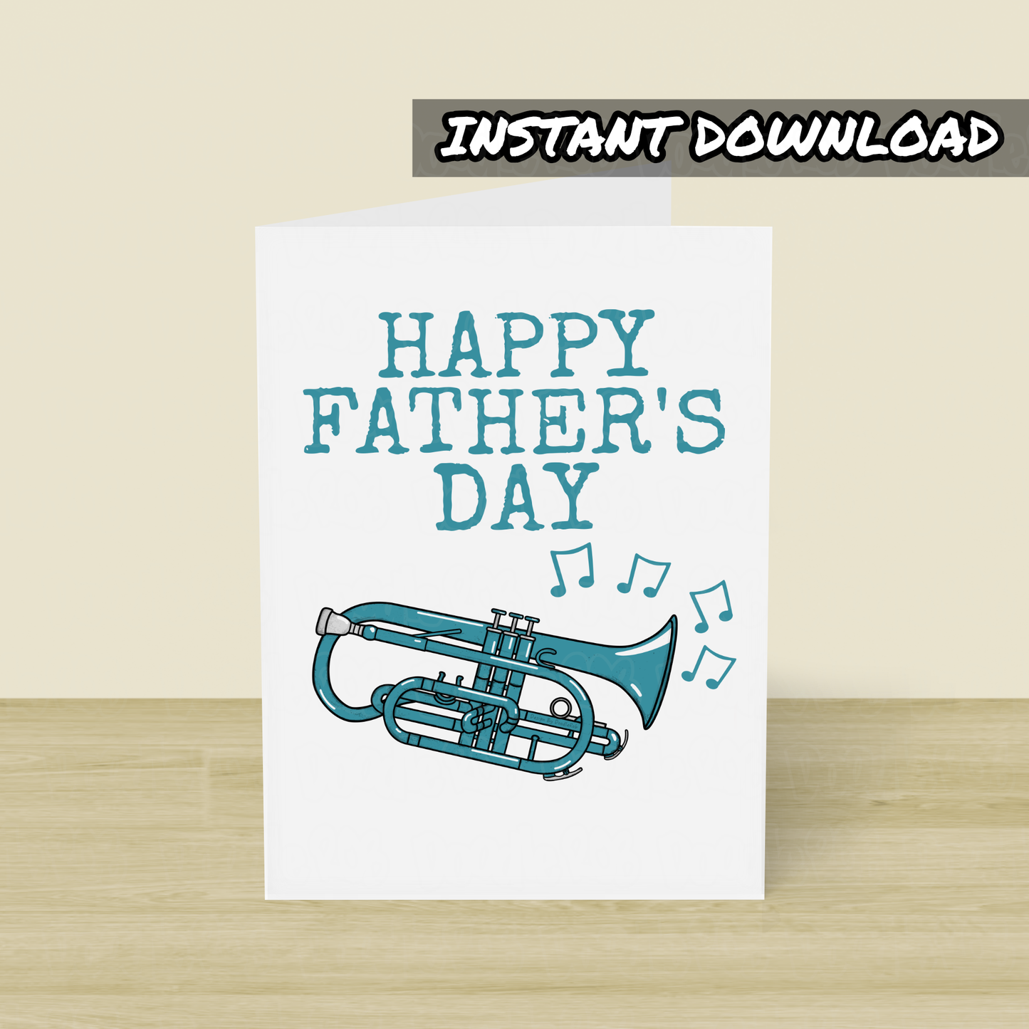 Cornet Player Father's Day Card - Brass Musician Printable Card - Digital Download To Print Yourself