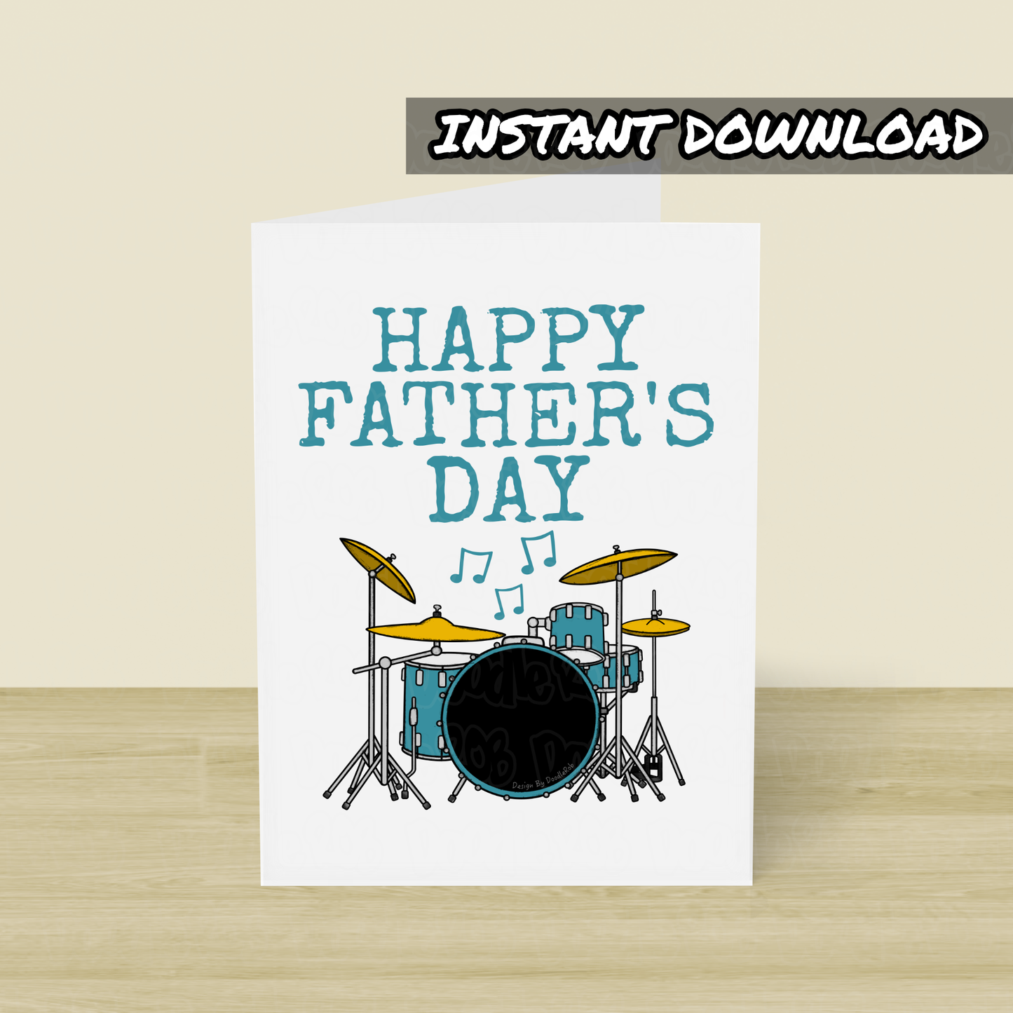 Drummer Father's Day Card - Drum Kit Printable Card - Digital Download To Print Yourself