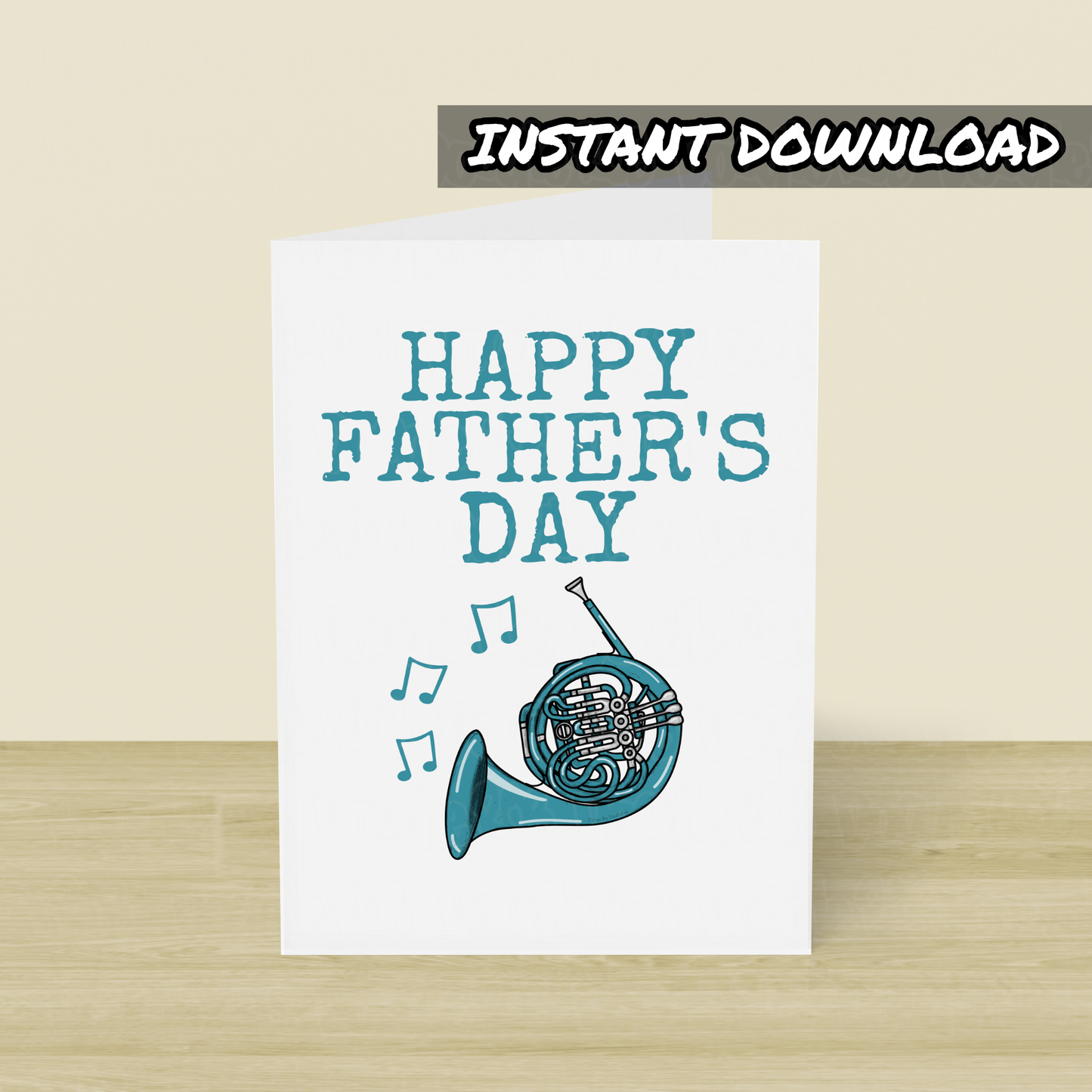 French Horn Father's Day Card - Horn Player Printable Card - Digital Download To Print Yourself