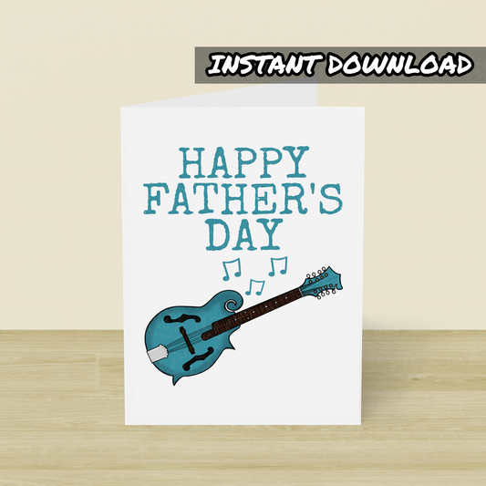 Mandolin Father's Day Card - Mandolinist Printable Card - Digital Download To Print Yourself